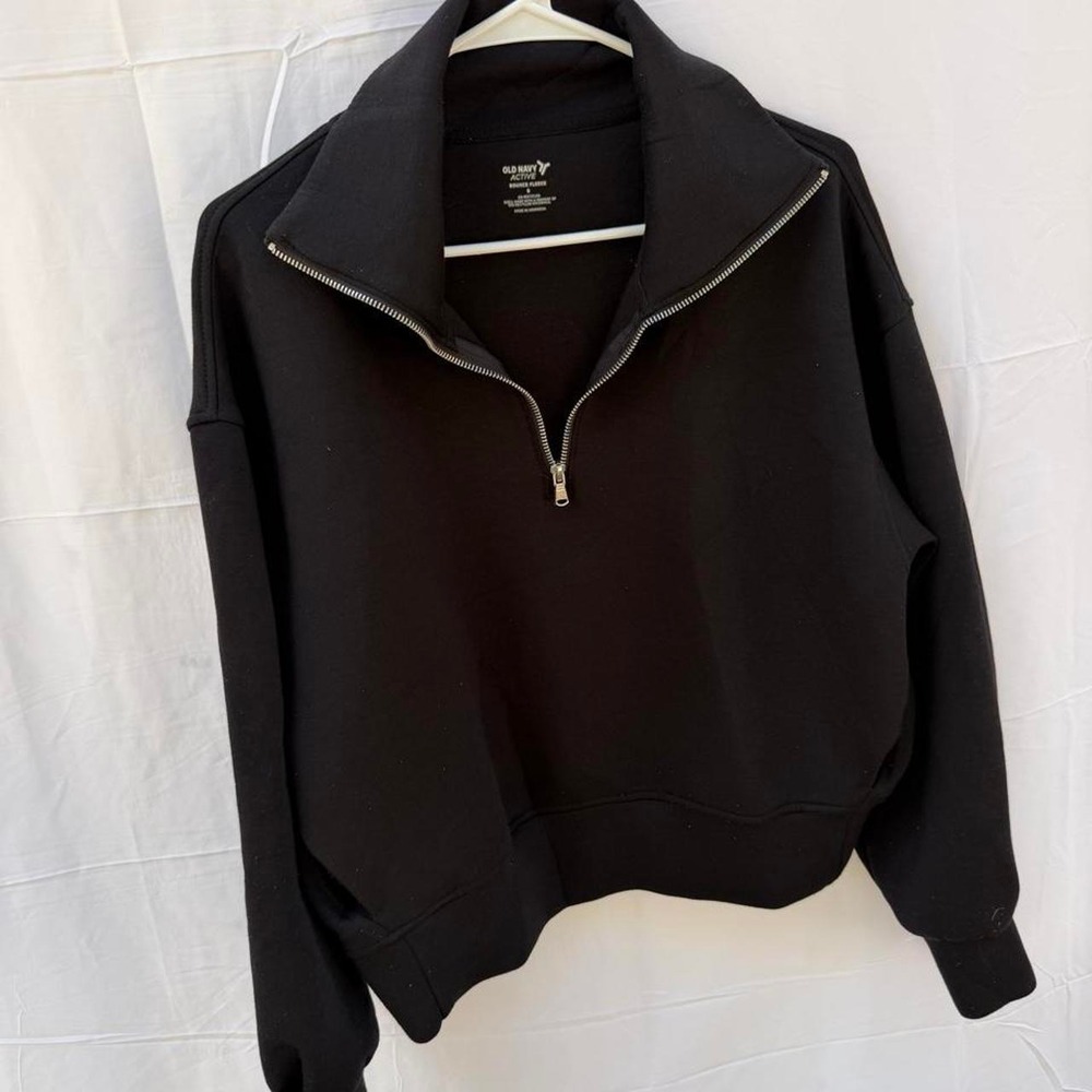 Old Navy Active Bounce Fleece Black Quarter-Zip Pullover – Small